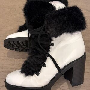 Guess Black and White Heeled Boots